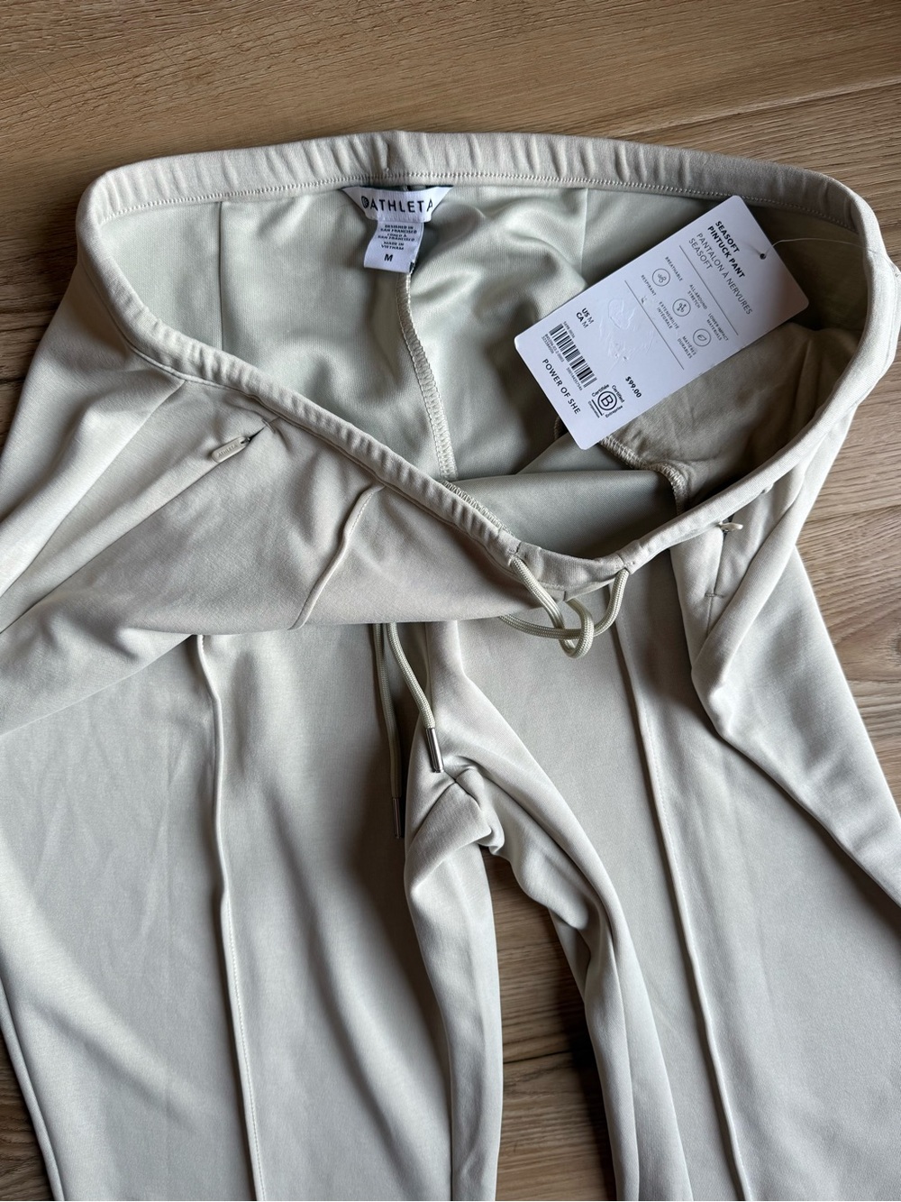 Athleta SeaSoft Pintuck Pant Cream Wide-Leg Drawstring Pants NWT - Picture 7 of 14